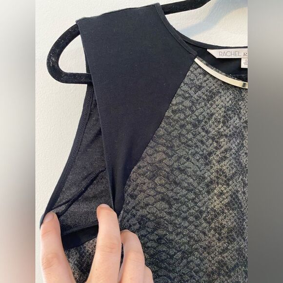 COPY - Rachel Roy, Metallic Snake Print Sleeveless Top w/Silver Necklace Size S - Picture 4 of 7